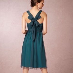 BHLDN Hitherto Emerald Green Tulle Bow Tansy Dress